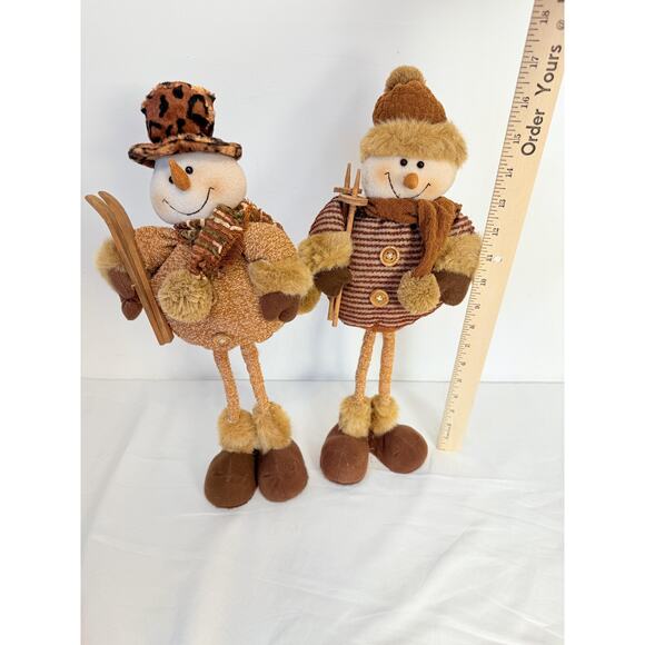 Christmas Snowmen Skiing SkiThemed Plush Decoration Good - Picture 2 of 12